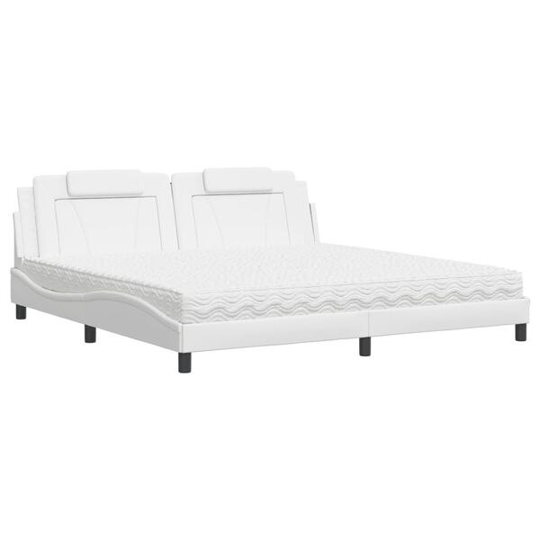 vidaXL Bett "Viana" mit Matratze Wei&szlig; 200x200 cm Kunstleder