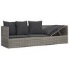 vidaXL Outdoor-Loungebett mit Kissen Grau Poly Rattan