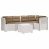 vidaXL 5-Sitzer Gartensofa mit Kissen Rattan-Look PP Wei&szlig;