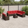 vidaXL 10-tlg. Garten-Sofagarnitur mit Kissen Braun Poly Rattan