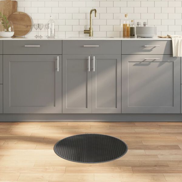 vidaXL Teppich Rund Grau 60 cm Bambus