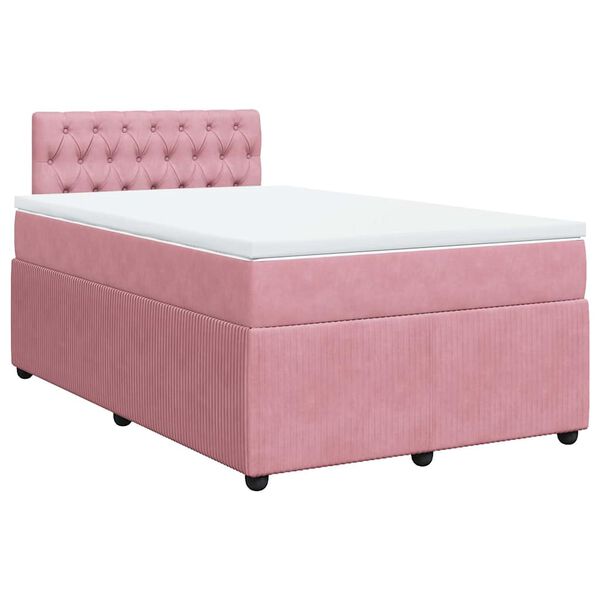 vidaXL Boxspringbett mit Matratze Rosa 120x200 cm Samt