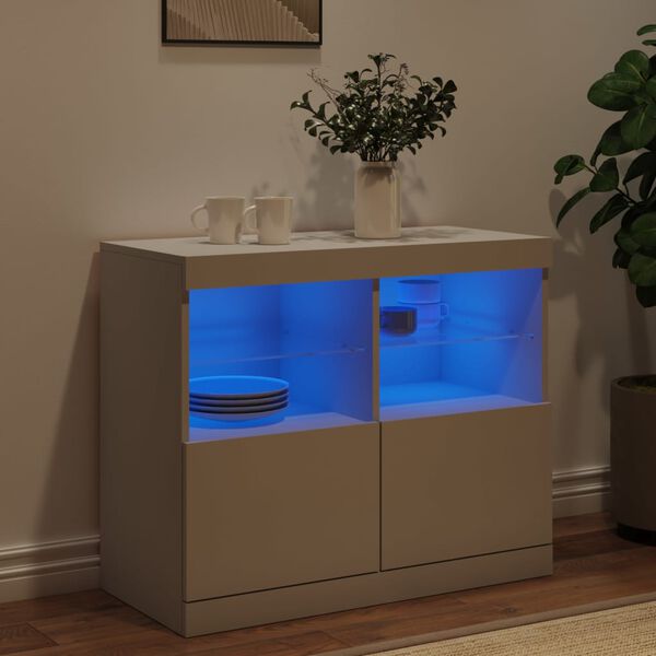 vidaXL Sideboard mit LED-Leuchten Weiß 81x37x67 cm