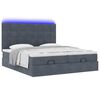vidaXL Ottoman-Bett mit Matratzen & LEDs Dunkelgrau 200x200 cm Samt
