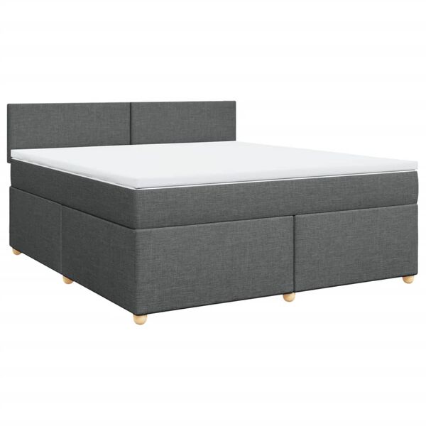 vidaXL Boxspringbett mit Matratze Dunkelgrau 180x200 cm Stoff