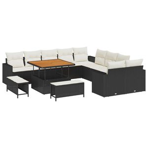 vidaXL Gartensofa-set 13 pcs Schwarz Poly-Rattan