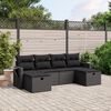 vidaXL 6-tlg. Garten-Sofagarnitur mit Kissen Schwarz Poly Rattan