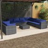 vidaXL 10-tlg. Garten-Lounge-Set mit Kissen Grau Poly Rattan