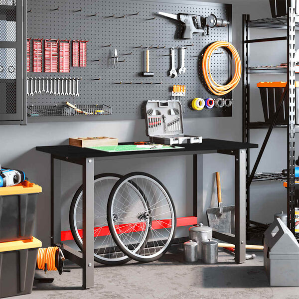 vidaXL Werkbank Dunkelbraun 140x60x81,5 cm Massivholz Eiche