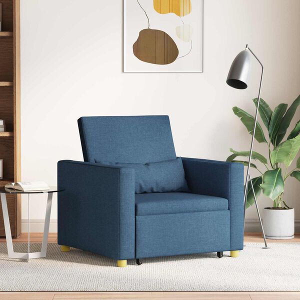 vidaXL Ausziehbare Schlafcouch Einzel Blau 90 x 165 x 87 cm Stoff