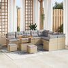 vidaXL Gartensofa-set mit Kissen 12 pcs Beige Poly-Rattan