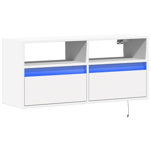 vidaXL TV-Wandschrank mit LED-Beleuchtung Wei&szlig; 100x31x45 cm