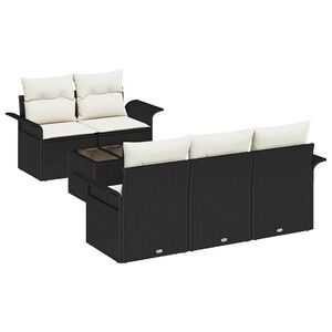 vidaXL Sofa Set mit Kissen 6 pcs Schwarz Poly-Rattan