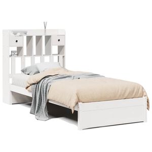 vidaXL Massivholzbett mit Regal ohne Matratze Wei&szlig; 75x190 cm Kiefer