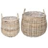vidaXL Blumentopf K&ouml;rbchen mit Speicher 2 pcs Grau Lacak Rattan
