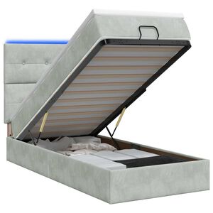 vidaXL Ottoman-Bett mit Matratze und LED Hellgrau 80 x 200 cm Samt