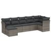 vidaXL 7-tlg. Garten-Sofagarnitur mit Kissen Grau Poly Rattan