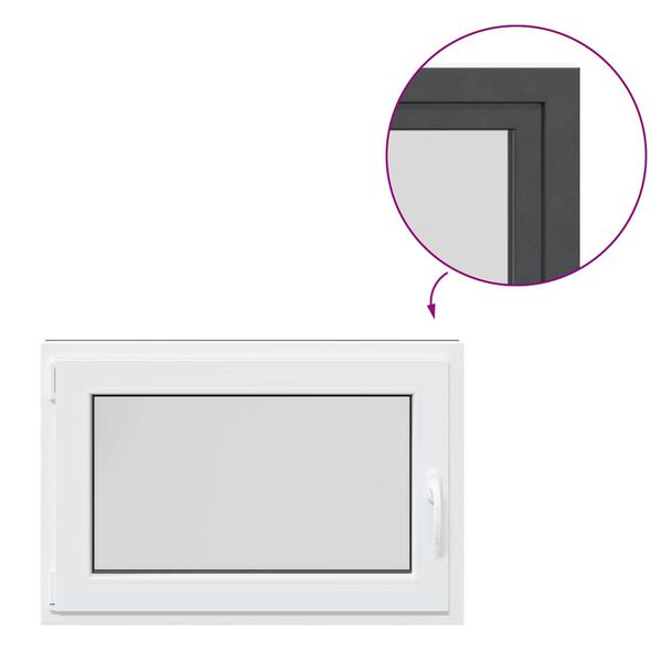 vidaXL Kellerfenster RISOR 90x60 cm Dreh Kipp DIN Links Anthrazit