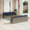 vidaXL 9-teiliges Gartensofa-Set mit Kissen, grau, Polyrattan