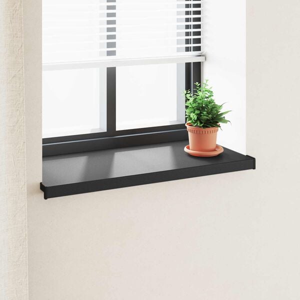 vidaXL Fensterbank Schwarz mit Holzmaserung 60 x 40 x 4,5 cm PVC