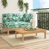 vidaXL Sofa Set mit Kissen Blatt 2 pcs Blattmuster Massivholz Akazie
