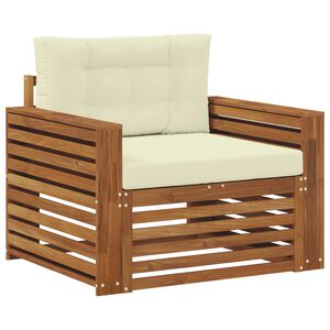 vidaXL Outdoor-Sofa Massives Akazienholz und Polyester Natur und Creme