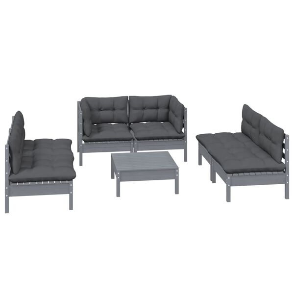 vidaXL 7-tlg. Garten-Lounge-Set mit Kissen Kiefer Massivholz