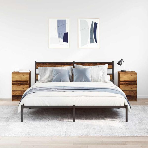 vidaXL Nachttische mit 3 Schubladen 2 Stk. Altholz-Optik 39x35x65 cm