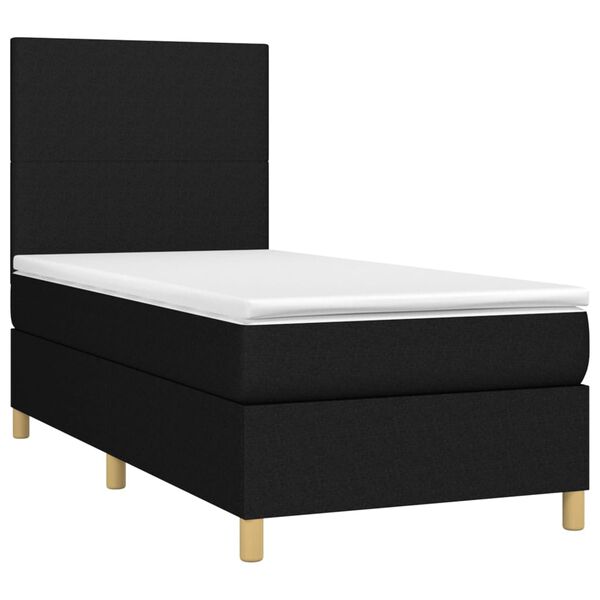 vidaXL Boxspringbett mit Matratze & LED Schwarz 100x200 cm Stoff