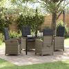 vidaXL Garten Essgruppe mit Kissen 5 pcs Grau Poly-Rattan