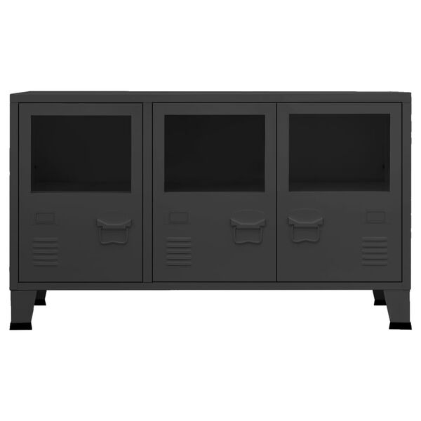 vidaXL Industrial Sideboard Schwarz 105x35x62 cm Metall und Glas
