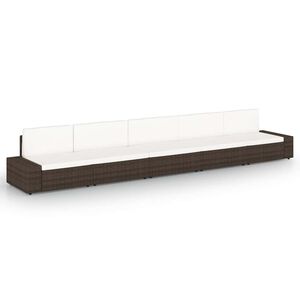 vidaXL 5-tlg. Garten-Lounge-Set mit Kissen Braun Poly Rattan