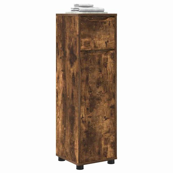 vidaXL Badezimmerschrank mit T&uuml;r Ger&auml;ucherte Eiche 30,5 x 30 x 101 cm