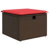 vidaXL Gartenhocker mit Kissen Braun 55x55x37 cm Poly Rattan