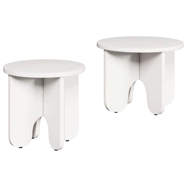 vidaXL Couchtisch 2 pcs Wei&szlig; Massivholz Kiefer