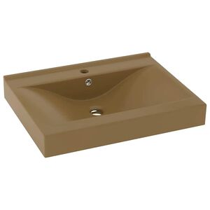 vidaXL Luxus-Waschbecken mit Hahnloch Matt-Creme 60x46 cm Keramik