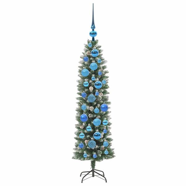 vidaXL K&uuml;nstlicher schlanker Weihnachtsbaum Gr&uuml;n und Wei&szlig; 120 cm