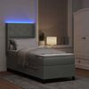 vidaXL LED Boxspringbett mit Matratze Hellgrau 80 x 200 cm Samt