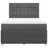 vidaXL Boxspringbett mit Matratze Dunkelgrau 160x200 cm Stoff