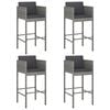 vidaXL Barhocker 4 Stk. mit Kissen Grau Poly Rattan