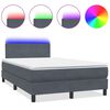 vidaXL Boxspringbett mit Matratze & LED Dunkelgrau 120x210 cm Samt