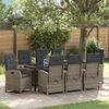 vidaXL Garten Essgruppe mit Kissen 9 pcs Grau Poly-Rattan