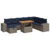 vidaXL 9-tlg. Garten-Sofagarnitur mit Kissen Grau Poly Rattan Akazie