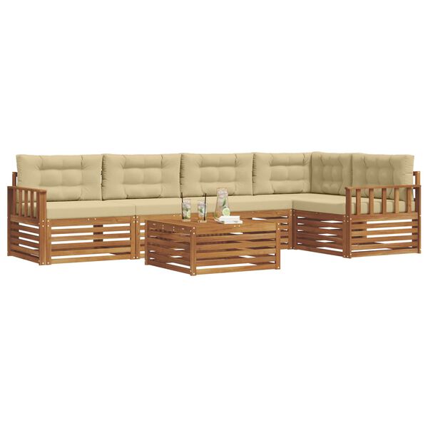 vidaXL Outdoor-Sofagarnitur mit Kissen 6 pcs Natur und Beige