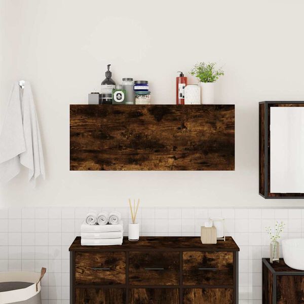 vidaXL Bad-Wandschrank Räuchereiche 100x25x40 cm Holzwerkstoff