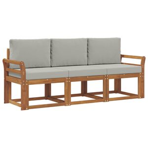 vidaXL Outdoor-Sofagarnitur mit Kissen 3 pcs Nat&uuml;rlich und Hellgrau