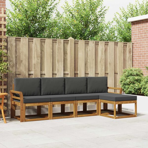 vidaXL Outdoor-Sofagarnitur mit Kissen 5 pcs Natur und Anthrazit