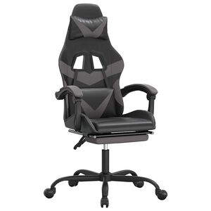 vidaXL Gaming-Stuhl mit Fu&szlig;st&uuml;tze Drehbar Schwarz & Grau Kunstleder
