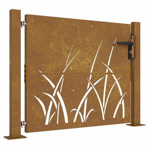 vidaXL Gartentor 100x100 cm Cortenstahl Gras-Design