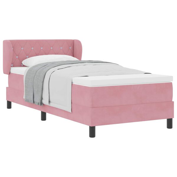 vidaXL Boxspringbett mit Matratze mit Kopfteil Rosa 100 x 200 cm Samt